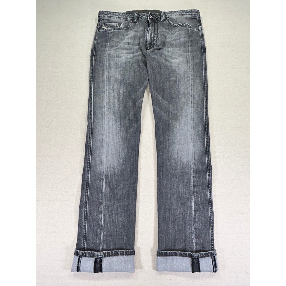 DIESEL THICAR Men's 32 Black Denim Jeans MADE IN ITALY Stretch Selvedge 008JL - Picture 2 of 13